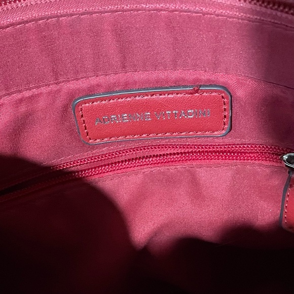 Retro Adrienne Vittadini Red Purse Bag Double Silver Chain Straps Zipper Y2K - Picture 7 of 9